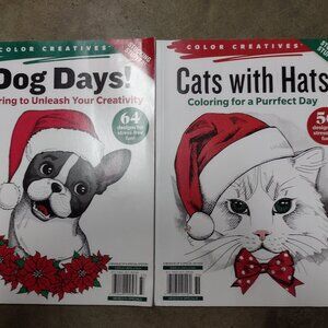 2 New Color Creatives Books, Christmas Dogs and Cats
